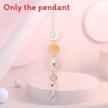 (Yellow) Sun Catcher Gold Moon Tree Agate Sunlight Window Decor Hanrafted Weaving With