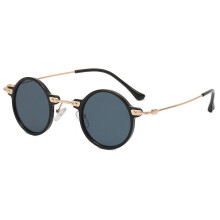 (Black Gray )Geometric Round Flat Frame Glasses With Blue Light Filtering For Teen Use