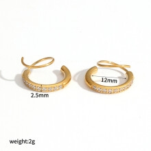 (Gold) Steel Stainless Classic Round Earrings For Women With Work Sparkling Weekend