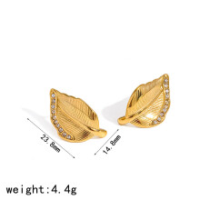 (Gold A)Trendy Geometric Style Stainless Steel Ear Clips Sparkling Inlay Women Fashion
