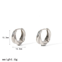 (Silver) Geometric Sophisticated Hoop Earrings With Gold Effect Stainless Material Steel
