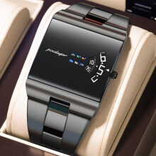 (Gun)Mens Thin Quartz Watch With Rectangular Dial And Stainless Steel Strap For Daily