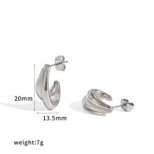 (Silver) Stainless Shape C Steel Earrings With High End Finish For Style Women Elegant