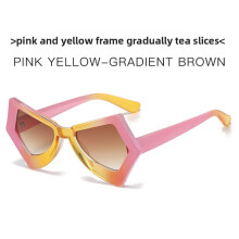 (Pink Yellow)Butterfly Cat Eye Sunglasses With Uv400 Protection For Fashion Outings Summer