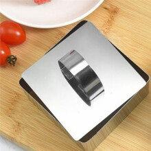 Stampo Quadrato Ad per Torte, In Acciaio Inox, con Pressino e 4 Forme per Alimenti, Ideale per Pancake, Crumpet, Insalate, Mousse e Tartare di