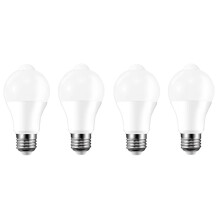 4PCS E27 Motion Sensor Led Bulbs 220V Bulb Working in Night Sensor for Porch Stairs Garage Security Lights