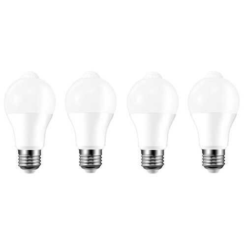 4PCS E27 Motion Sensor Led Bulbs 220V  Bulb Working in Night Sensor for Porch Stairs Garage Security Lights