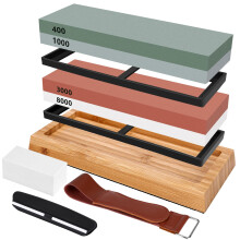 (MULTI) Whetstone Set Whetstone Whetstone Non-Slip Bamboo Based Grit 400 1000 3000 8000 Wet Stone For Sharpening Knives