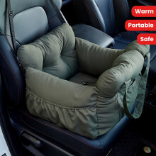 (green, Small) Dog Car Seat with Safety Belt - Non-Slip Pet Car Bed for Small Dogs, Washable Travel Carrier with Secure Straps for Safe Car
