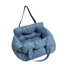 (Blue, Small) Dog Car Seat with Safety Belt - Non-Slip Pet Car Bed for Small Dogs, Washable Travel Carrier with Secure Straps for Safe Car
