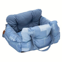 (F, Small) Dog Car Seat with Safety Belt - Non-Slip Pet Car Bed for Small Dogs, Washable Travel Carrier with Secure Straps for Safe Car
