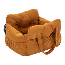 (Corn color, Big) Dog Car Seat with Safety Belt - Non-Slip Pet Car Bed for Small Dogs, Washable Travel Carrier with Secure Straps for Safe Car