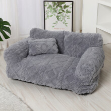 (Light Grey, L) Winter Warmth Removable Washable Large Pet Bed Thickened Plush Sofa Bed Universal Pet Supplies