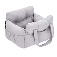 (GRAY, Big) Dog Car Seat with Safety Belt - Non-Slip Pet Car Bed for Small Dogs, Washable Travel Carrier with Secure Straps for Safe Car