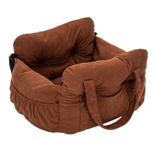 (E, Big) Dog Car Seat with Safety Belt - Non-Slip Pet Car Bed for Small Dogs, Washable Travel Carrier with Secure Straps for Safe Car