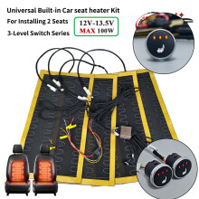 (1 set) 12V Car Seat Heater Built-in Heating Pad Dual Control Round Switch Universal Car Interior Seat Warmer Retrofit Kit for Most Cars
