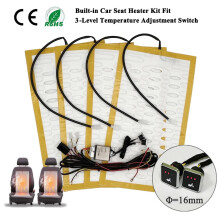 (Square switch) Universal 12V Car Seat Heater Kit Fits 2 Seats Alloy Wire Heating Pads 3-Level Dual Control Heated Switch System (Built-In)