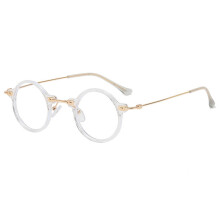 (Clear)Geometric Round Flat Frame Glasses With Blue Light Filtering For Use Teen