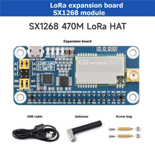 For Raspberry Pi LoRa Expansion Board SX1268 470M LoRa HAT Module UART Interface for Long-Range Wireless Communication 1