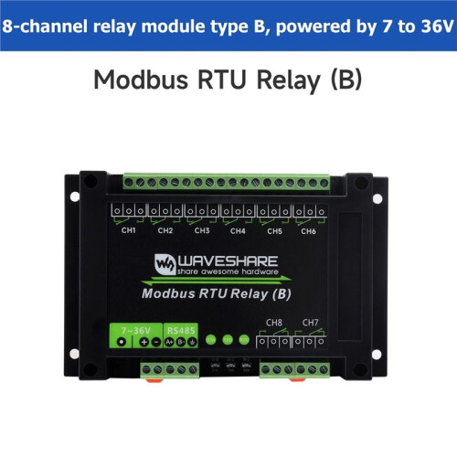Waveshare Modbus RTU Relay (B) Module RS485 Interface Industrial Relay Board Multiple Isolation Protection Circuits 2