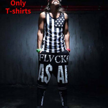 (Black, 2XL) Men Printed 3d Pretty Flag Crew Neck Tank Top Summer Loose Sport Vest Fashion