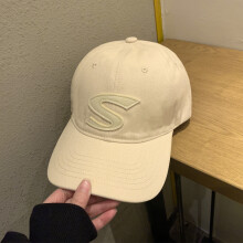 (Beige) Baseball Black Fashionable Cap With S Letter Design For A Trendy Look