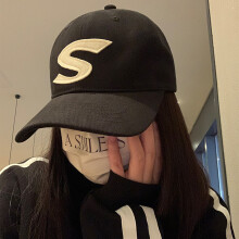 (Black) Baseball Black Fashionable Cap With S Letter Design For A Trendy Look