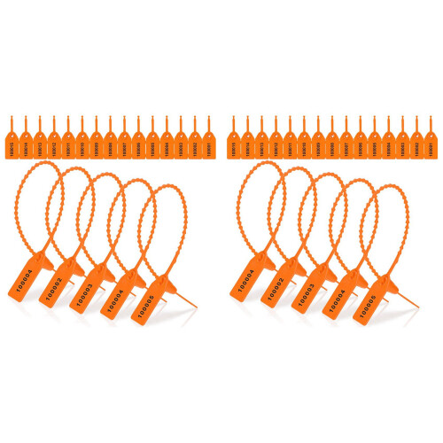 2000 Pcs Plastic Tamper Seals Fire Extinguisher Tags Security Tags Seals Safety Numbered Zip Ties Labels Orange