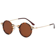 (Leopard Brown )Geometrische runde Brille mit flachem Gestell und Blaulichtfilter für Teenager