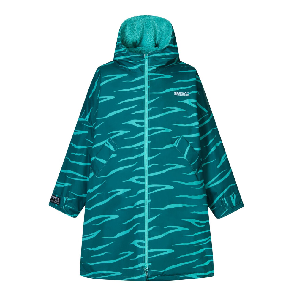 Regatta Zebra Print Waterproof Changing Robe for Boys, Blue, 3-5 Years - Image 3