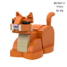 (Orange)Pet Cat Building Blocks Set With Abs Material Creative Diy Toy For Play Kids
