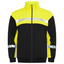 (3XL, Black/Yellow) Projob Mens Progression 7003 Full Zip Sweatshirt