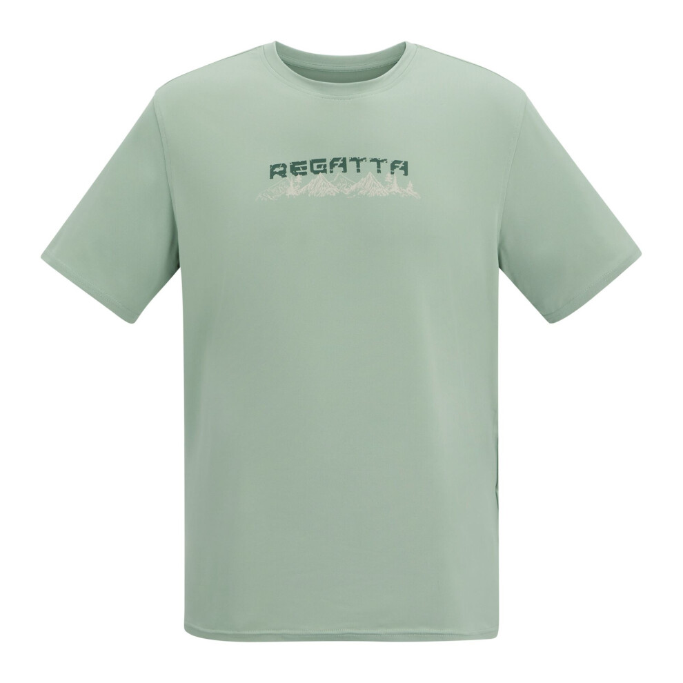 Regatta (L, Glacier Green) Mens Text Stretch T-Shirt