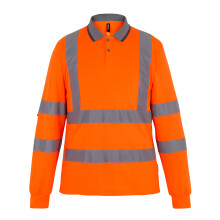 (M, Orange) Regatta Mens Pro Contract High-Vis Long-Sleeved Polo Shirt
