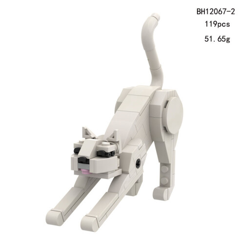 (White)Pet Cat Building Blocks Set With Abs Material Creative Diy Toy For Play Kids