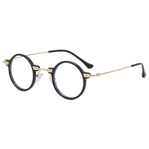 (Leopard Pattern)Geometric Round Flat Frame Glasses With Blue Light Filtering For Use Teen 2