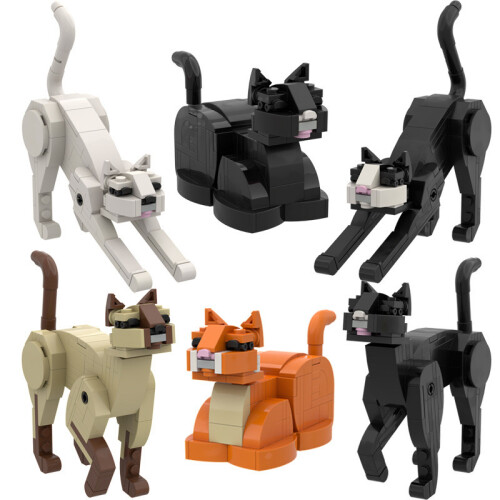 (Black)Pet Cat Building Blocks Set With Abs Material Creative Diy Toy For Play Kids 1