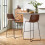 Set of 2 Joren Tan Brown PU Leather Bar Stools 1