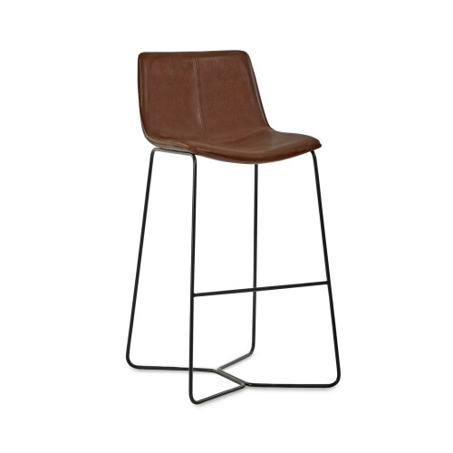 Set of 2 Joren Tan Brown PU Leather Bar Stools 2