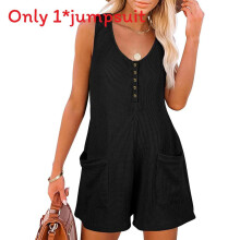 (Black,XL)Women Sleeveless Jumpsuit With Pockets For Office Casuals Collection Fashion