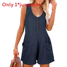 (Navy Blue,XL)Women Sleeveless Jumpsuit With Pockets For Office Casuals Collection Fashion