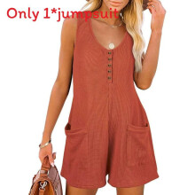 (Brick Red,M)Women Sleeveless Jumpsuit With Pockets For Office Casuals Collection Fashion