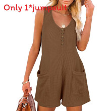 (Coffee,XL)Women Sleeveless Jumpsuit With Pockets For Office Casuals Collection Fashion