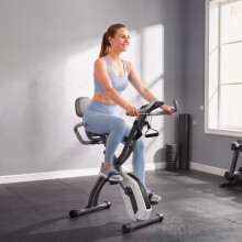 SPORTNOW 4-In-1 Folding Exercise Bike with Resistance Bands, Grey