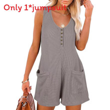 (Gray,S)Women Sleeveless Jumpsuit With Pockets For Office Casuals Collection Fashion