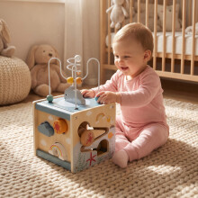 Wooden Activity Cube Toy 6 in 1 Activity Center Montessori Toy