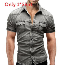 (Light Gray,L)Trendy Mens Buttondown Shirt Short Sleeved Clothing For Youth Look Urban