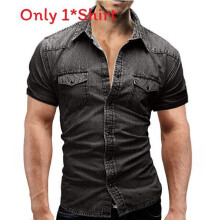 (Dark Gray,XXL)Chemise homme tendance boutonnée manches courtes vêtement pour jeunesse look urbain