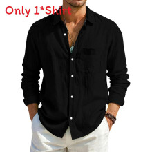 (Black,XL)Cardigan homme coupe ample coton lin avec manches longues et col classique pour style urbain