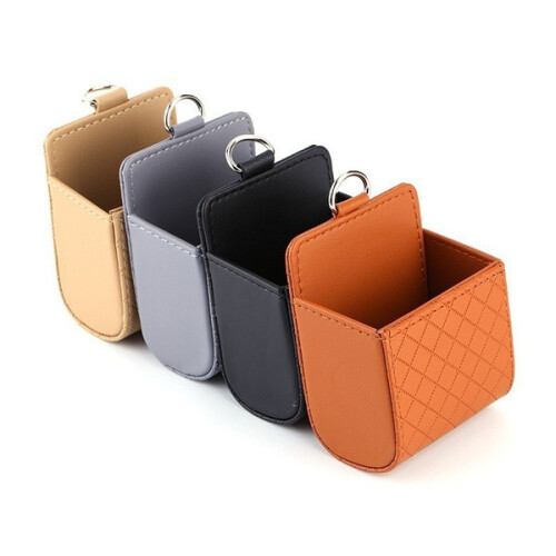 (Beige)Car Universal Auto Storage Box Pouch Bag Phone Charge Holder Pocket Organizer 2